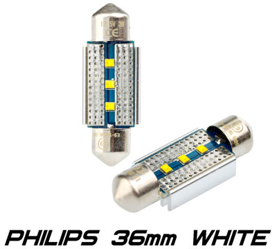 Светодиодные лампы Optima Premium PHILIPS CAN Festoon 36мм, C5W, белая с обманкой