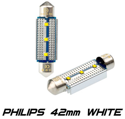 Светодиодные лампы Optima Premium PHILIPS CAN Festoon 42 mm белая с обманкой, C5W