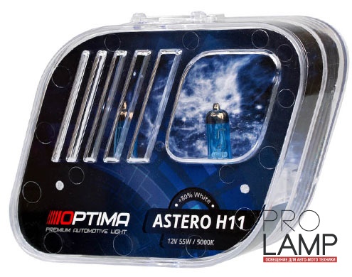 Галогеновые лампы Optima Astero H11 +80%