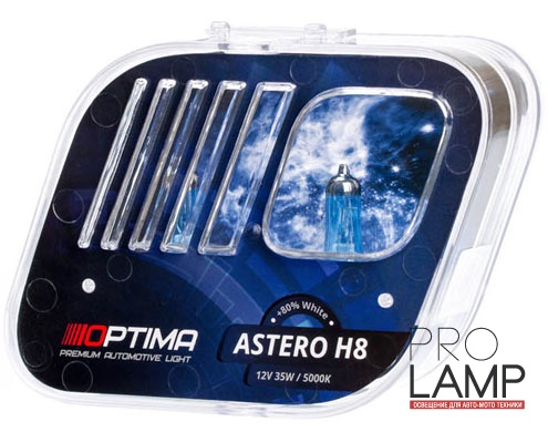 Галогеновые лампы Optima Astero H8 +80%