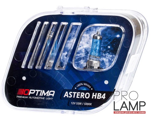 Галогеновые лампы Optima Astero HB4 +80%